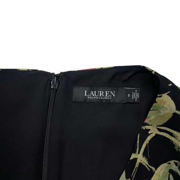 Lauren Ralph Lauren size 0 Floral Print Georgette A-Line Sleeve Midi Dress - Picture 10 of 11